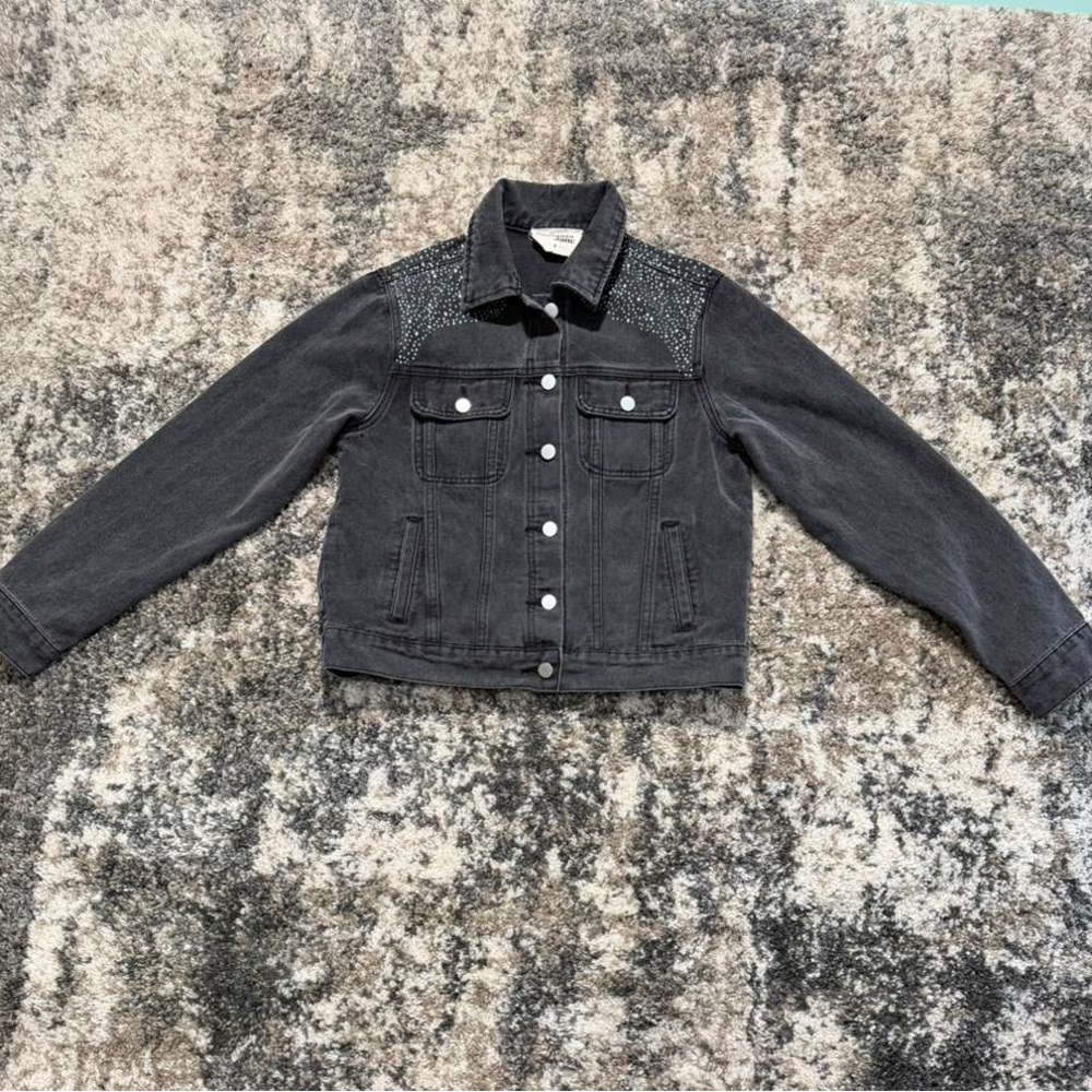 Savanna Jane Black Denim Jacket Studded Shoulder Size Small S Western Boho